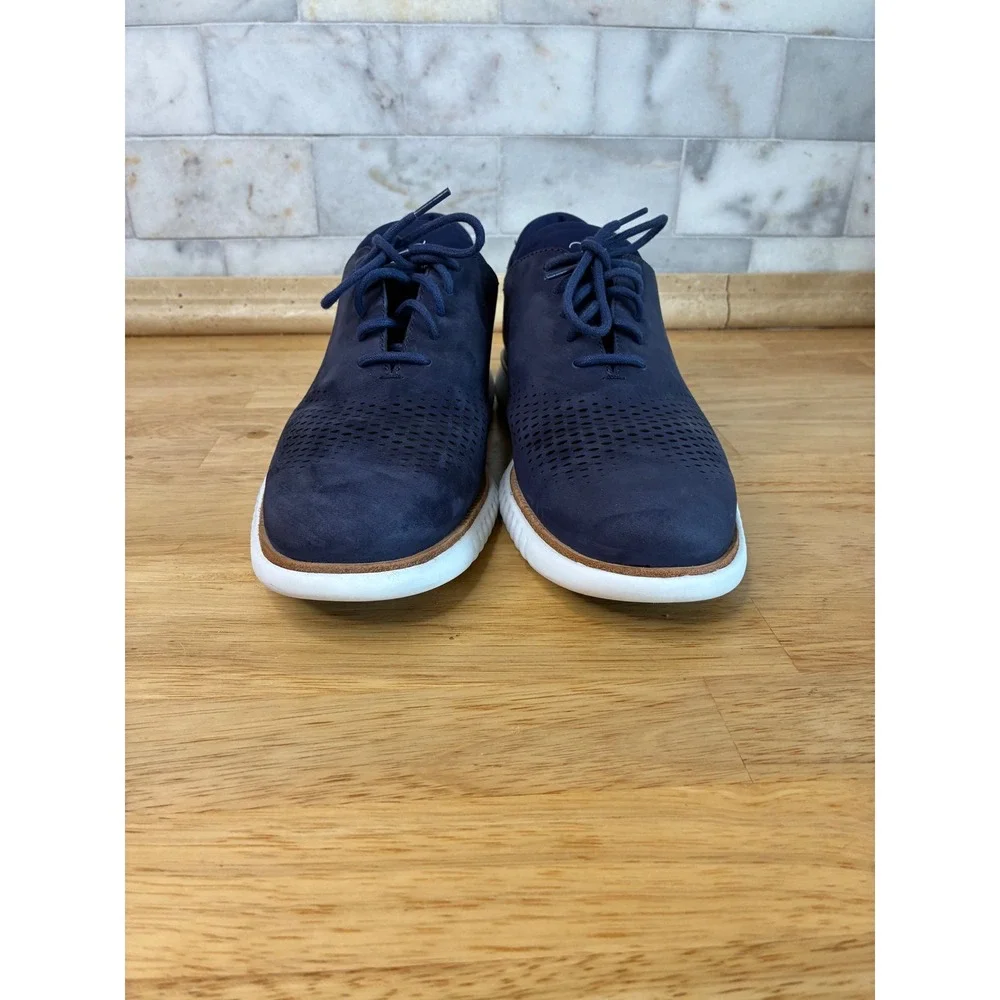Cole Haan‎ 2.0 ZeroGrand Laser Wing Oxford Mens 10.5 Blue Nubuck Dress Sneakers